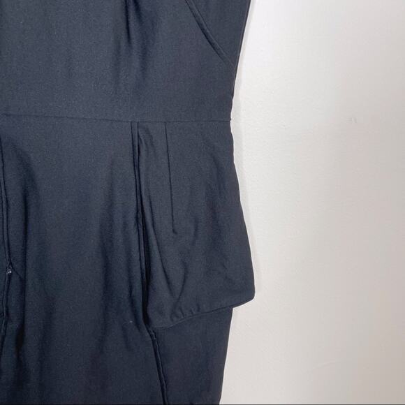 H&M Size 4 Black Structured Peplum Sheath Dress Sleeveless Zip Back Cocktail - Picture 3 of 6